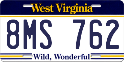 WV license plate 8MS762