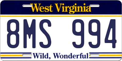 WV license plate 8MS994