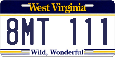 WV license plate 8MT111