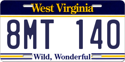 WV license plate 8MT140
