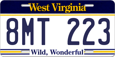 WV license plate 8MT223