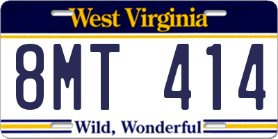 WV license plate 8MT414