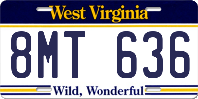 WV license plate 8MT636
