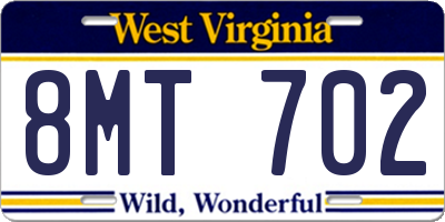 WV license plate 8MT702