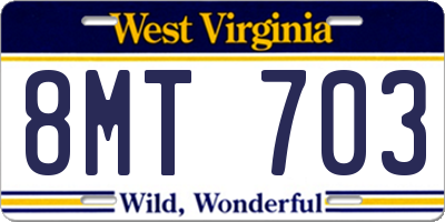 WV license plate 8MT703