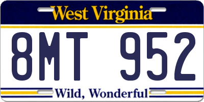 WV license plate 8MT952