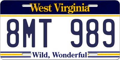 WV license plate 8MT989