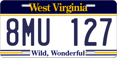 WV license plate 8MU127