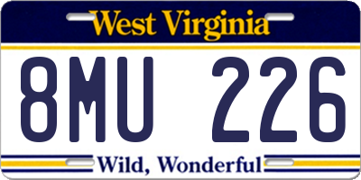 WV license plate 8MU226