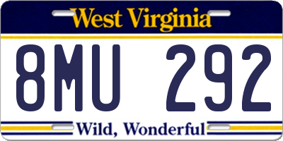WV license plate 8MU292