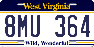 WV license plate 8MU364