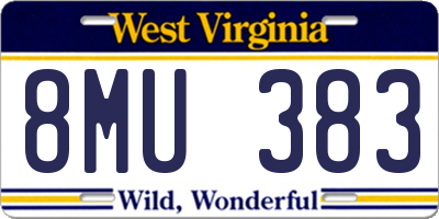 WV license plate 8MU383