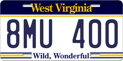 WV license plate 8MU400