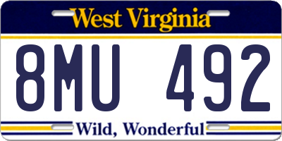 WV license plate 8MU492