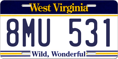 WV license plate 8MU531