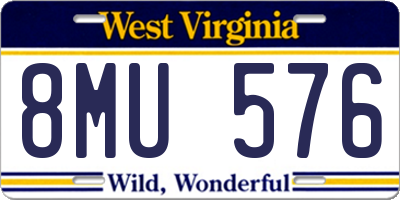 WV license plate 8MU576