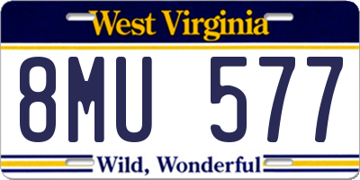 WV license plate 8MU577