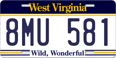 WV license plate 8MU581