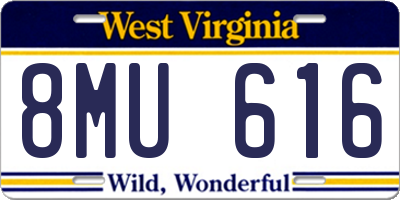 WV license plate 8MU616