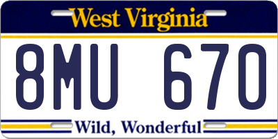 WV license plate 8MU670