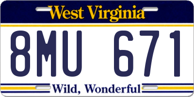 WV license plate 8MU671