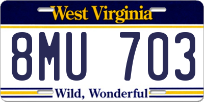 WV license plate 8MU703