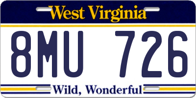 WV license plate 8MU726
