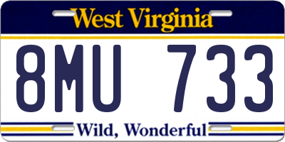 WV license plate 8MU733