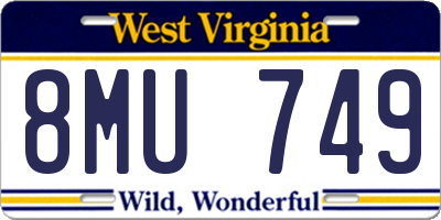 WV license plate 8MU749