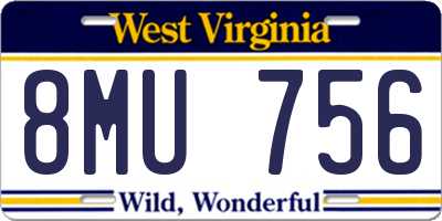 WV license plate 8MU756