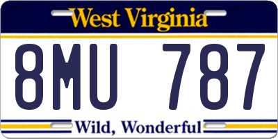 WV license plate 8MU787