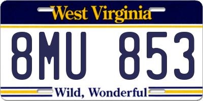 WV license plate 8MU853