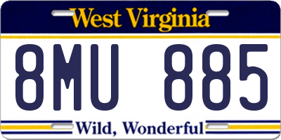 WV license plate 8MU885