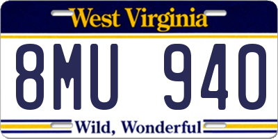 WV license plate 8MU940