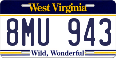 WV license plate 8MU943