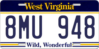 WV license plate 8MU948
