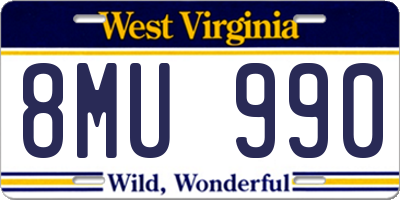 WV license plate 8MU990