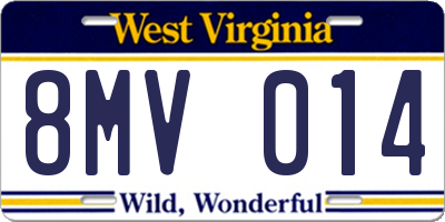 WV license plate 8MV014