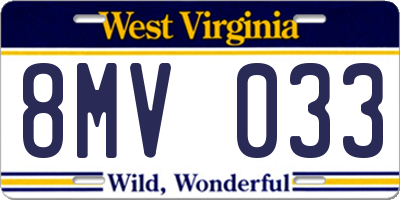 WV license plate 8MV033