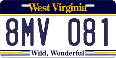 WV license plate 8MV081