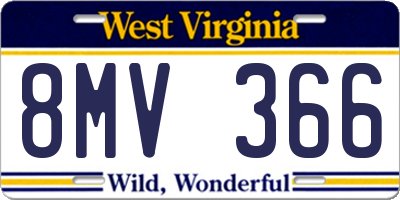 WV license plate 8MV366