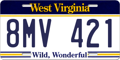 WV license plate 8MV421