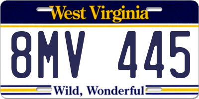 WV license plate 8MV445
