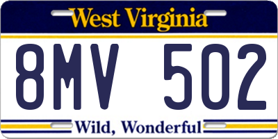 WV license plate 8MV502