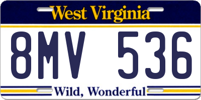 WV license plate 8MV536