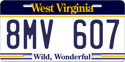 WV license plate 8MV607