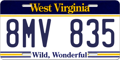 WV license plate 8MV835