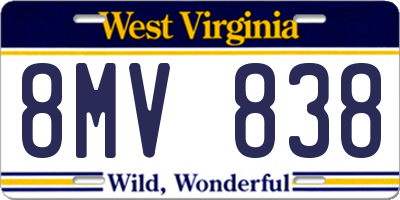 WV license plate 8MV838
