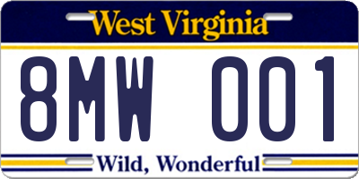 WV license plate 8MW001