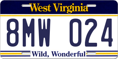 WV license plate 8MW024